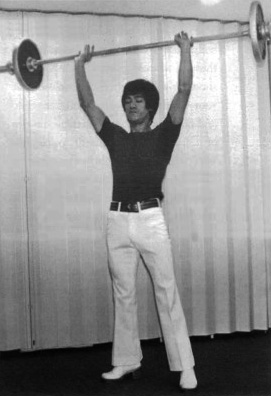 Bruce Lee body Bruce Lee strength Muscles Power Lift Clean and Press with Barbell